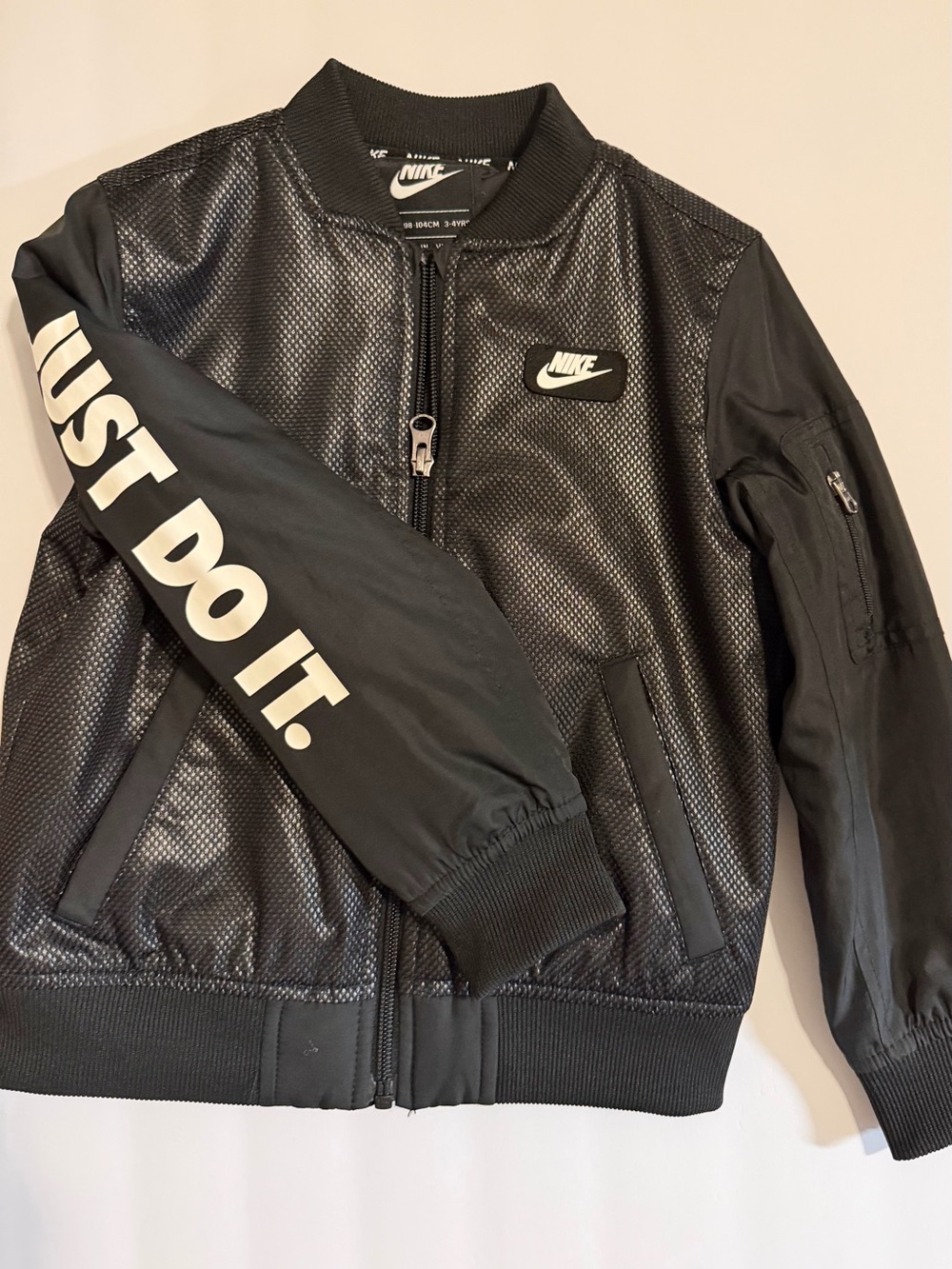 Nike Black Kids' 'Just Do It.' Mesh Bomber Jacket